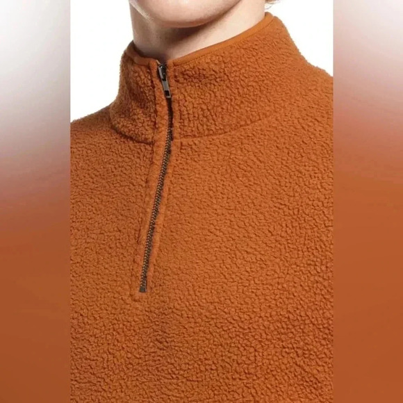 Madewell (re)sourced Sherpa Half Zip Sweatshirt Men's Size Large Brown Cozy NWT - Picture 3 of 16